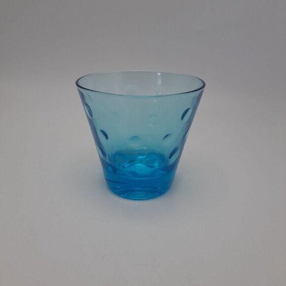 Vintage Hazel Atlas Capri Dot Turquoise Old Fashioned Glass - Picture 2 of 5